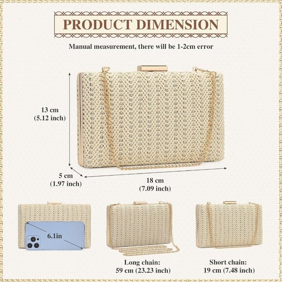 Straw Purse Women Summer 2025 Rattan Raffia Woven Beach Evening Bag - Picture 3 of 8